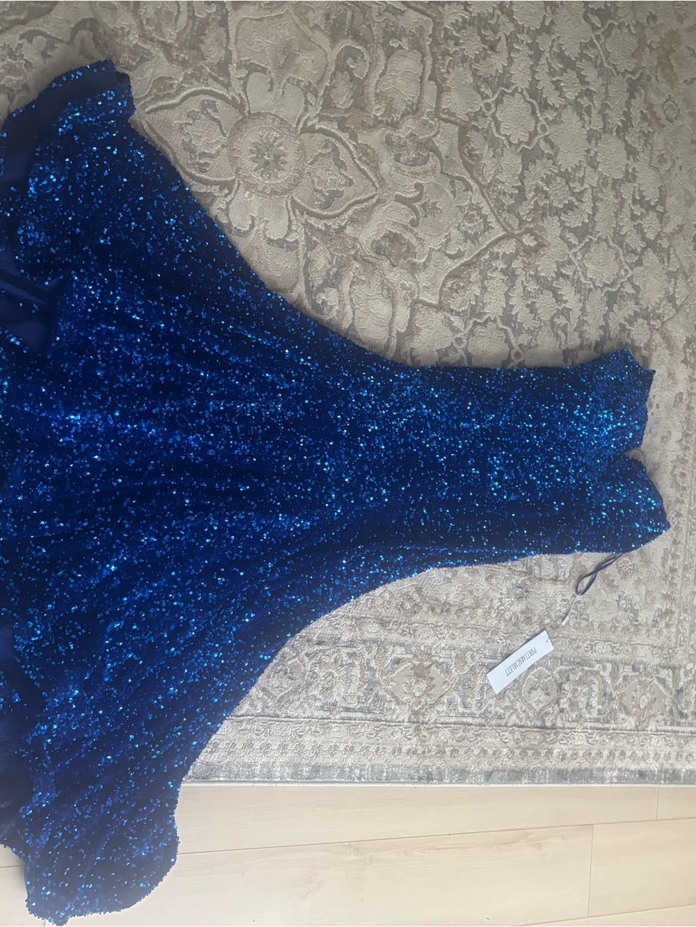 Girls Blue Sequin Prom Dress